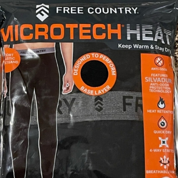 NEW 2 Pair Men's Microtech Base Layer Anti-Odor Heat Retention Pant Medium - Picture 2 of 6